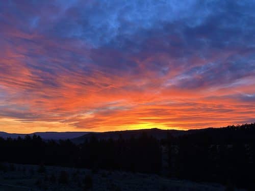 sunset at private montana ranch